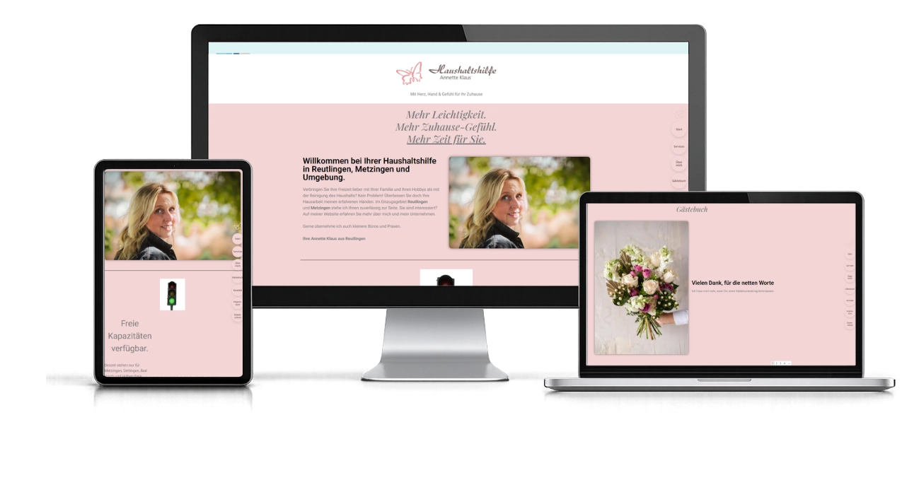 Webdesign Case Study Haushaltshilfe Reutlingen auf Desktop, Tablet und Smartphone