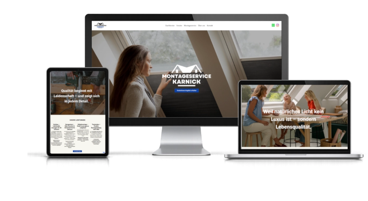 Webdesign Case Study Montageservice Karnick auf Desktop, Tablet und Smartphone